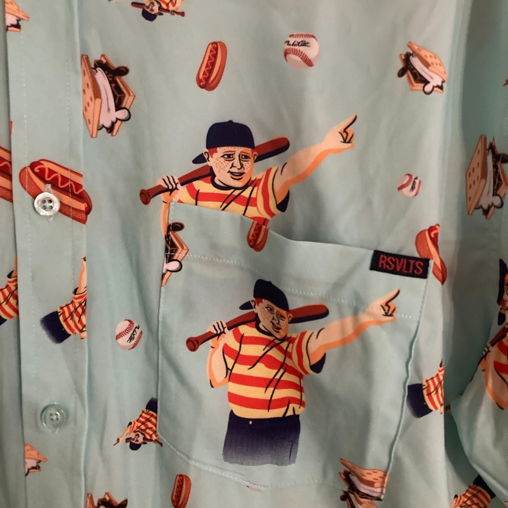 RSVLTS Sandlot Shirt Mens XL Short Sleeve Button Up Kunuflex Great Hambino - Picture 3 of 9